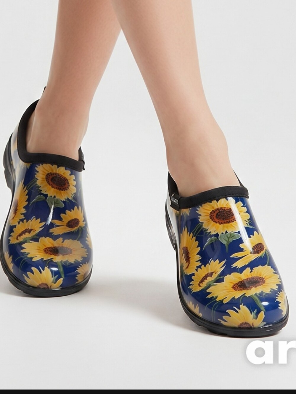 Sloggers Black Slip-On Floral Accent Shoes